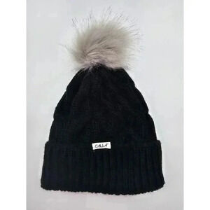 Calia by Carrie Underwood Women's Pure Black Cable Knit Pom Beanie NWOT